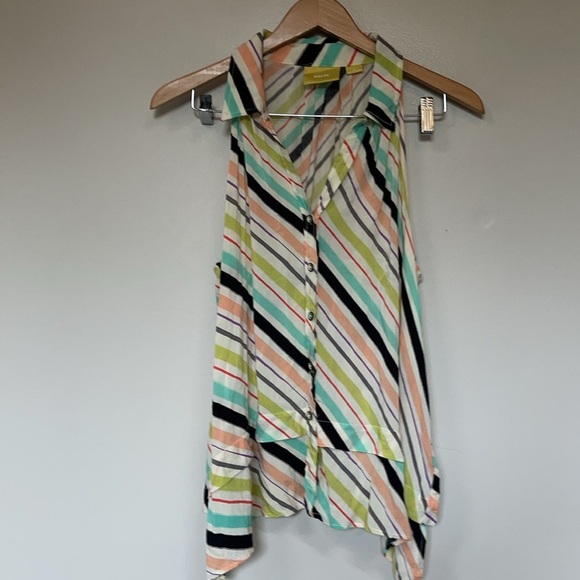 maeve anthropologie striped swing sleeveless button down blouse - Picture 5 of 8